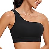 CRZ YOGA Butterluxe One Shoulder Sports Bras for Women - Sleeveless One Strap Low Impact Asymmetrical Workout Yoga Tops