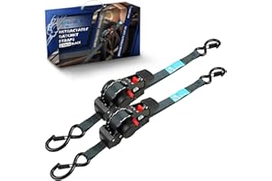 ANLU LOAD ANLULOAD Retractable Ratchet Strap(1 in x 11.5 ft),Ratchet Tie Down Strap for Motorcycles, Boats,Atvs,Utvs.W.L.L:700 Lbs/B.S:2,100 Lbs-(Black/2Packs)
