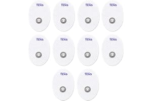 Discount TENS – Small Replacement Electrodes for TENS Units, 5 Pairs (10 Pads), 1.57" x 1.18" Reusable Self-Adhesive Electrodes with 3.5mm Snap Connector, Compatible with Most TENS EMS Devices