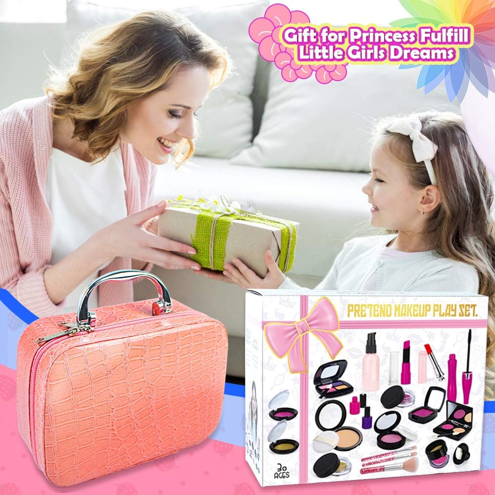 Anneweidinger Com Cadeau De Noel Anniversaire Princesse Jouet Fille 3 4 5 6 7 8 Ans Pas De Vrai Maquillage 24pcs Kit De Maquillage Semblant Avec Jolie Boite Yorkoo Coffret Maquillage Enfant Fille
