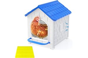 YCKCRC Nesting Boxes for Chickens - Waterproof Plastic Chicken Nesting Box for Laying Eggs with Washable Pads, Easy to Assemble for Wall or Ground Mount, Indoor/Outdoor Poultry Coop Accessories (Blue)