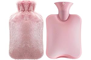 Hot Water Bottle with Soft Cover (2 Liter), Winter Warmer for Hot Compress,Menstrual Cramps,Neck and Shoulder Pain Relief,Han