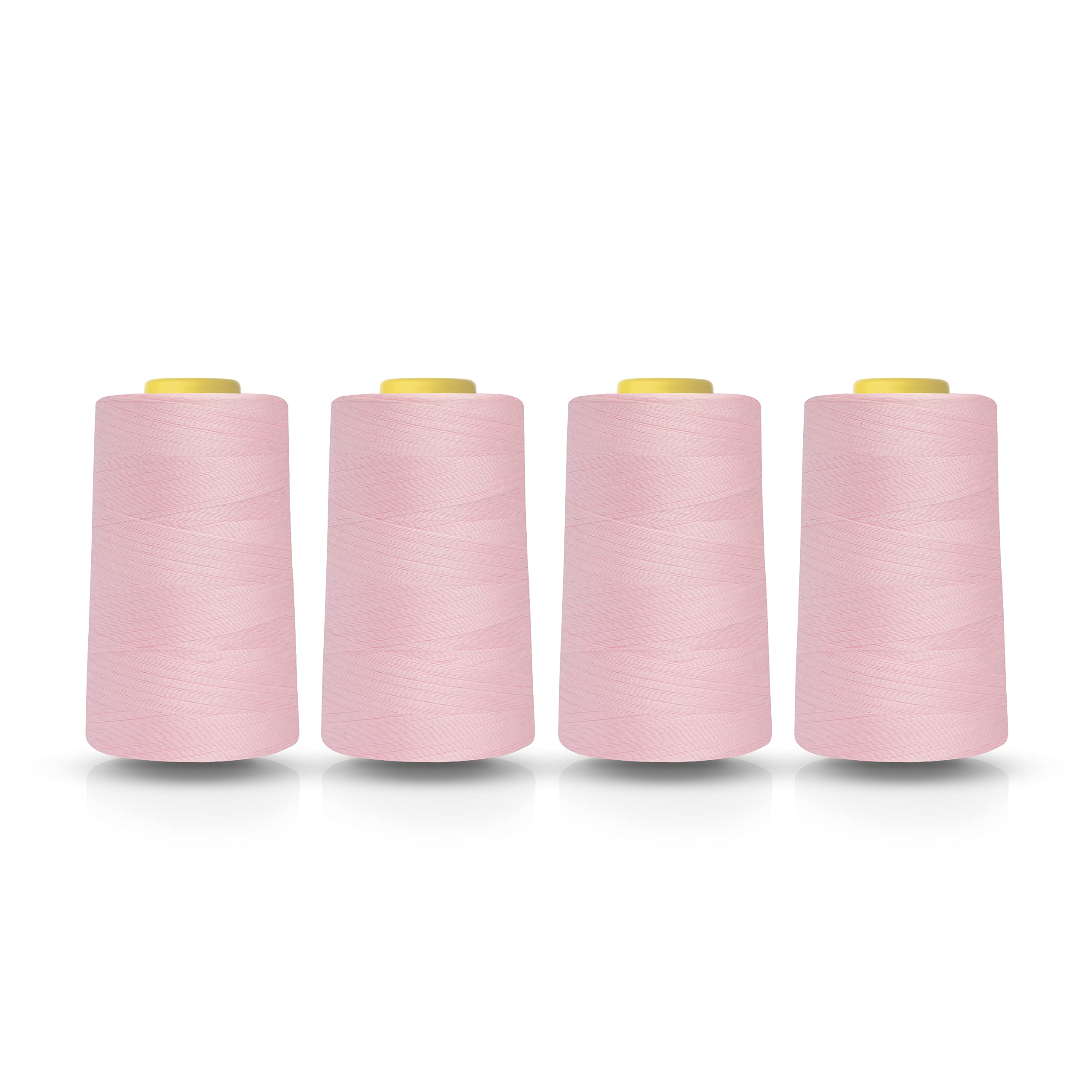 Realm Overlocking Sewing Machine Polyester Thread x Four 5000 Yards Cones White Black Natural Navy Red Grey (Pink)