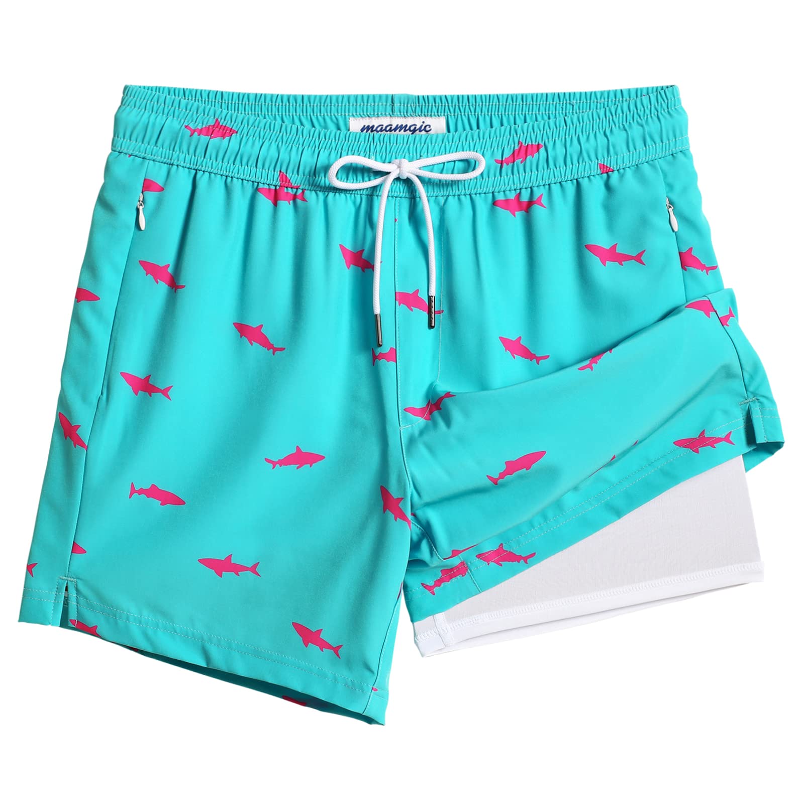 maamgic Mens Swim Trunks with Compression Liner