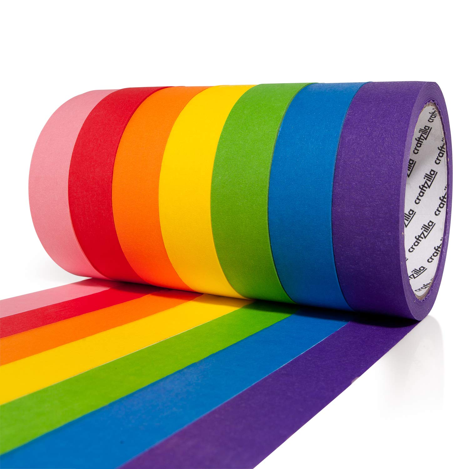 Craftzilla Colored Masking Tape - 7 Pack of 20 Yards x 1 inch Multi Color Rolls - Art and Crafts Colorful Set of Paper Tapes - for Kids Teachers Painters: Industrial & Scientific