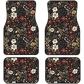 MAGIFUN Vintage Floral Car Floor Mats Flower Pattern Car Floor Mats Universal Fit SUVS,Sedan,Vans Daisy Leaf Herbs Car Carpets for Cute Women,Girly Full Set of 4 Car Accessories