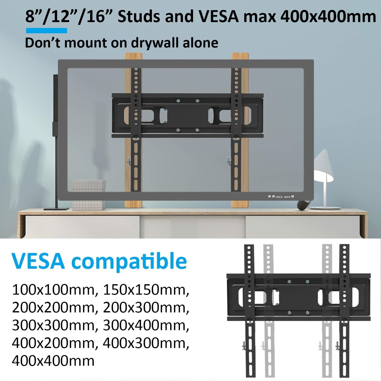 Full Motion TV Wall Mount with Height Setting, JUSTSTONE TV Bracket Fits Most 27-65 Inch LED Flat&Curved TVs,Articulating Swivel Tilt Dual Arms Extension Max VESA 400x400mm and Holds up to 121 LBS: Home Audio & Theater