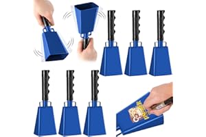 CZBRO 6 Pack Cowbells DIY Noise Makers 8 Inch Cow Bell with Handles, Cheering Bells for Sporting Event, Cheering Noise Makers for Football Games, Concert, School Graduation, Party (8", Blue)