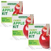 Concord Foods Candy Apple Kit with 10 Sticks, 5 oz (Pack of 3) | Classic Red Hard Candy Coating Mix for Halloween, Fall Fairs &amp; Fundraisers - Easy DIY Candied Apple Making Kit for Families