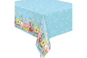 UNIQUE Spongebob Squarepants Plastic Table Cover - 54" x 84" (1 Pc) - Rectangular Tablecloth - Perfect for Kids Birthdays & Parties