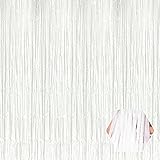 6 Pack White Foil Fringe Curtain Backdrop, 3.28Ft x