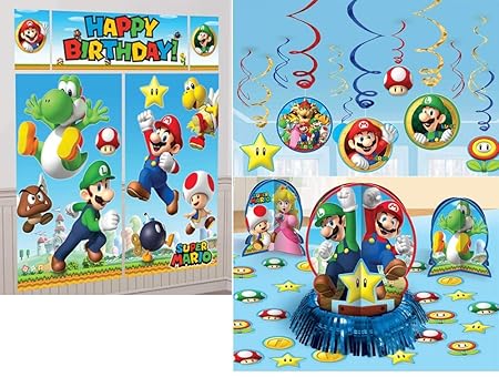 Super Mario Bros Party Decoration Bundle Amazon Co Uk Kitchen