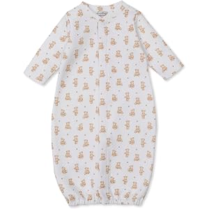 kissy kissy Baby Gender Neutral Teddy Bears Print Convertible Nightgown, Tan, Newborn