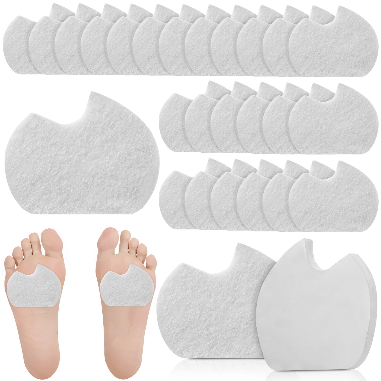 Photo 1 of 24 Pieces Foot Pads for Dancer Sesamoiditis Pads for Ball of Right Feet Pain Felt Forefoot Cushion Self Adhesive Foot Cushion for Men Women Dancing Pain Relief(White)