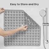 XIYUNTE Shower Mat Non Slip Anti Mould 53x53cm Grey with Drain Holes & Suction view 7