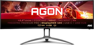 AOC AGON AG493UCX2 49 Inch Dual QHD Curved Monitor 165Hz USB-C DP HDMI