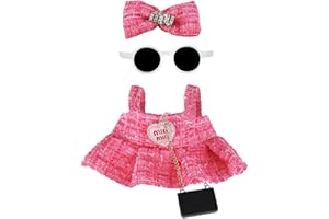 MUOMDID Doll Clothes 17cm Pink Outfits for Dolls Elegant Black Dress Hair Clips Glasses and Bag Exquisite Clothes Accessories Compatible with Doll(Style 5)