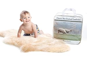 DESERT BREEZE DISTRIBUTING Real New Zealand Lambskin Baby Rug | LRG 2x3 feet | Soft & Gentle Unshorn Baby Sheepskin Rug for Crib, Nursery & Travel | Natural Length Lambswool, Silky Soft, Ethically Sourced, Oeko-Tex Certified