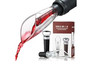 STEETURE Wine Aerator Pourer Spout and Wine Stopper Vacuum Pump, Wine Decanter with Aerator Improved Flavor Enhanced Bouquet Bubbles, Wine Gift Accessories Bottle Corks Saver Sealer No Drip No Spill