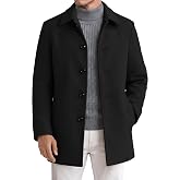 COOFANDY Mens Pea Coat Slim Fit Winter Overcoat Mid Length Trench Coat | Turn Down Collar, Winter/Fall Coats, Single Breasted, Faux Wool Fabric, Dress Coat, Thick, Casual Business, Christmas Gift