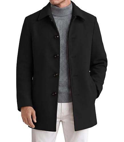 Men's Charcoal Zippered Wool Blend Winter Short Jacket, Size M at