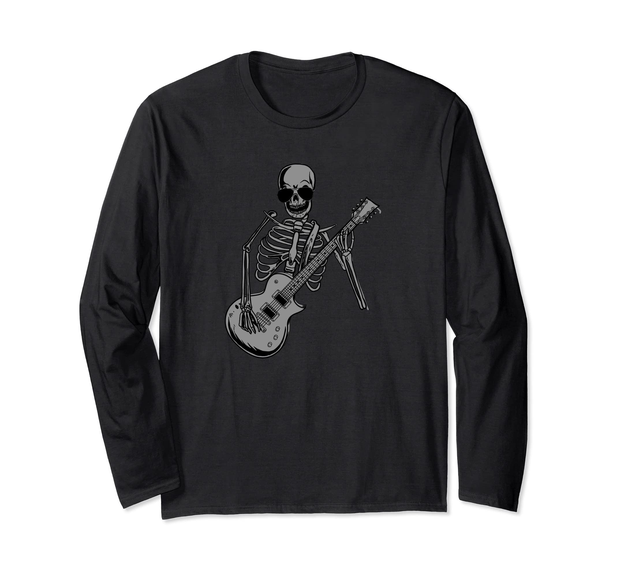 Electric Guitar Skeleton Musician - E-Guitar Rock Guitarist Long Sleeve T-Shirt