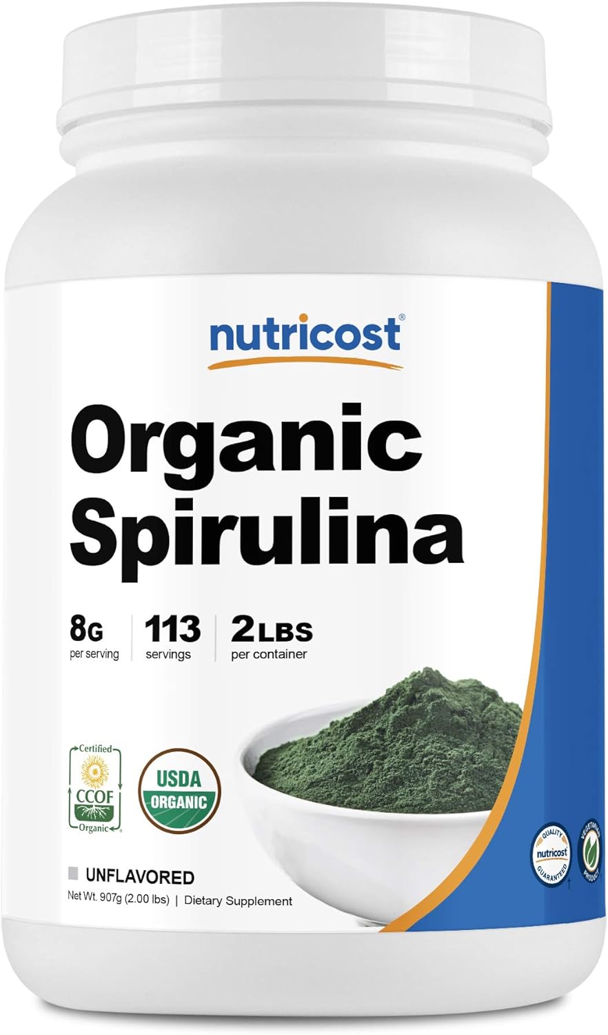 Nutricost Organic Spirulina Powder 2 Pounds - Pure, Certified Organic Spirulina: Health & Personal Care