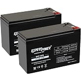 ExpertPower 12V 7Ah - SLA Rechargeable 12V Battery (Pack of 2) for Ride-On Toys, UPS, Feeder, Exit Sign, Small 12 Volt Battery for Alarm System, Sealed Lead Acid Fire Alarm Batteries w/ F1 Terminals
