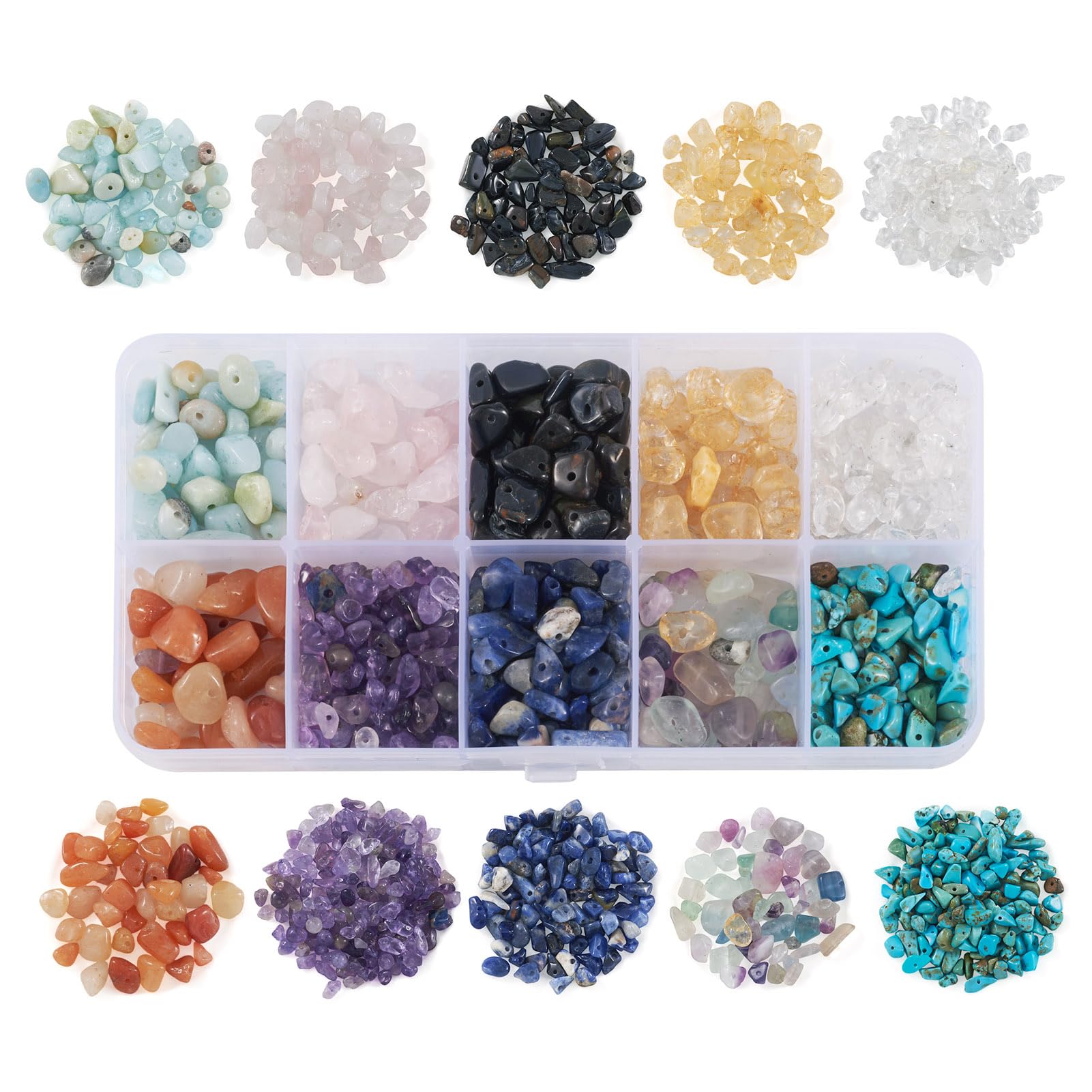PandaHall 130g Natural Gemstone Chip Beads with Hole Irregular Crushed Chip Stone Loose Beads Crystal Pieces for Jewellery Making DIY Crafts
