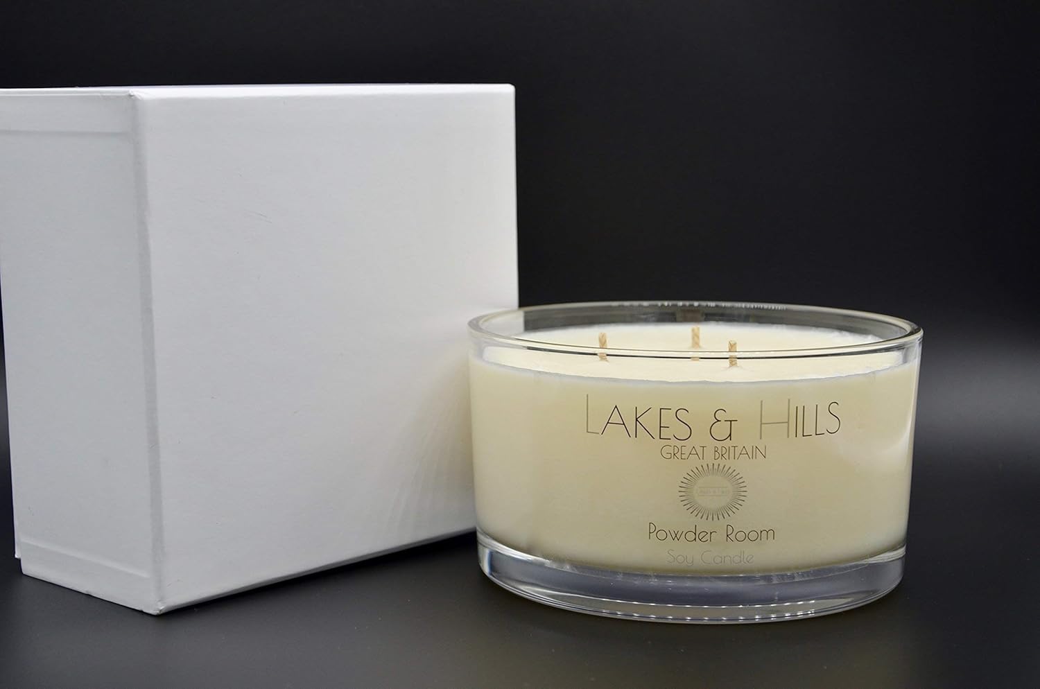 Scented Candle 100 Soy Wax Three Wicks Clear Glass With White Box 420g 50 hours