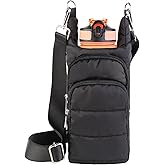 Dealkion Water Bottle Holder with Strap Water Bottle Carrier Bag Quilted Puffer Hydrobag Sling Purse Crossbody Bags for Women