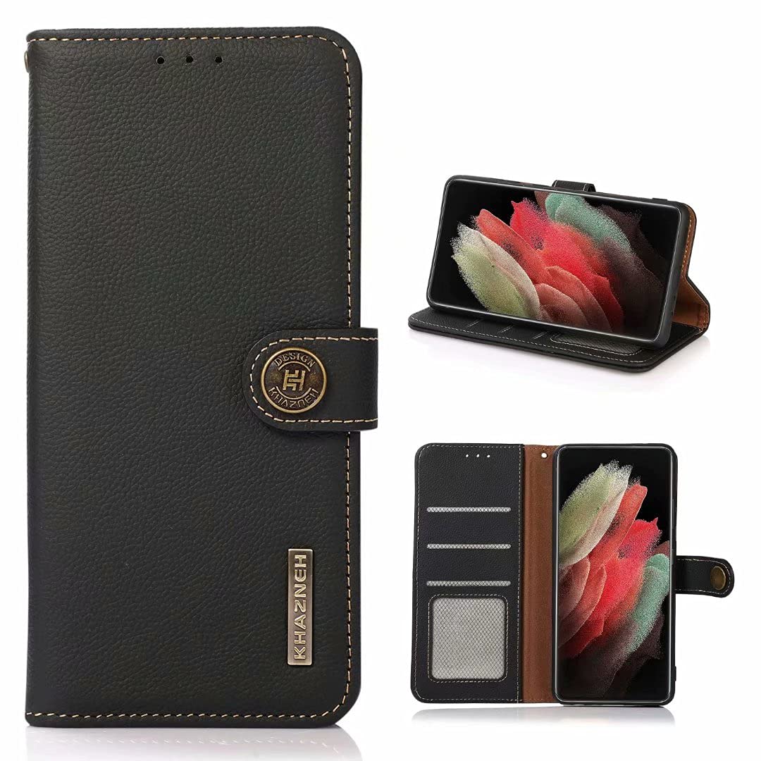 COQUE Case for Xiaomi Mi 11 Lite 5G Cover,Anti-theft RFID Cow Leather Phone Case with Card Slots Shockproof for Xiaomi Mi 11 Lite 5G Protective Flip Folio-Black