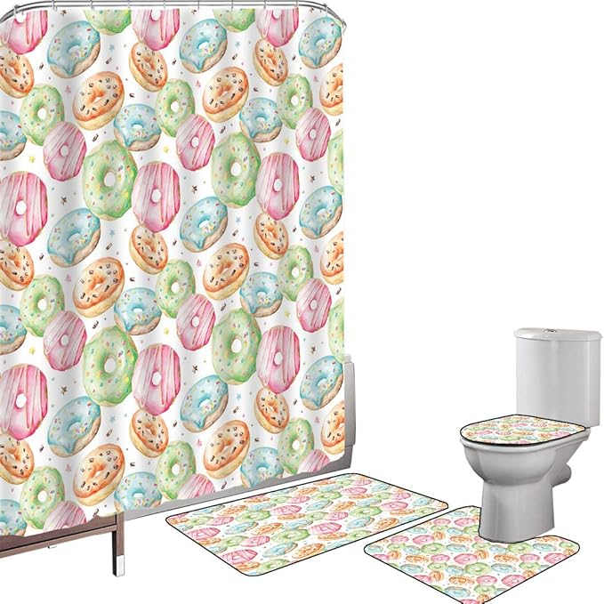 Juego de cortinas baño Accesorios baño alfombras Acuarela Alfombrilla