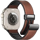 WestEagle Magnetic Leather Bands Compatible with Apple Watch 42mm(Series 10/11) 41mm 40mm 38mm for Men Women, Genuine Leather with Magnetic Buckle for iWatch Series SE11/10/9/8/7/6/5/4/3/2/1