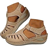 Closed Toe Sandals Women 2026 Comfortable Ankle Strap Fisherman Sandals with Arch Support Flat Platform Orthopedic Sandal Wide Width Dressy Summer Leather Hollow Out Breathable Casual Walking Shoes