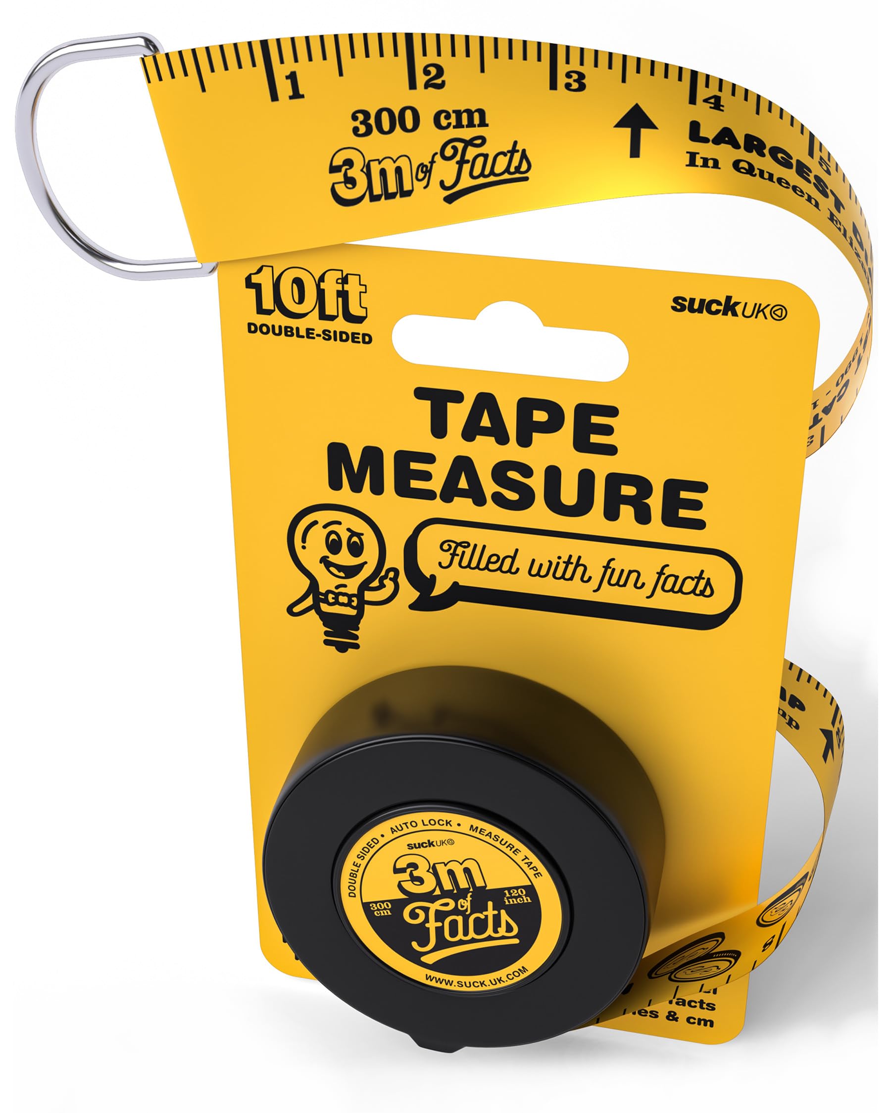 Suck UK Kids Tape Measure | Fun Facts Filled 3m Double Sided | Measuring Tape | Fun Tape Measure with Silly Facts | Stocking Fillers For Boys | Children Measuring Tool | Retractable