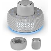 Paussion White Noise Machine with Smart Alarm Clock, 25 Soothing Sounds, Portable Sleep Sound Machine Aid for Baby, Kids, Adults, Office, Dimmable Timer, 7 Night Light Colors for Privacy Bedroom, Gray