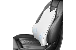 DREAMER CAR Lumbar Support Pillow for Car - Back Support for Medium to Large Vehicles - Soft Memory Foam Car Seat Cushion for Back Pain Relief - Dual Adjustable Straps Securely Fixed Car Lumbar Support -Gray