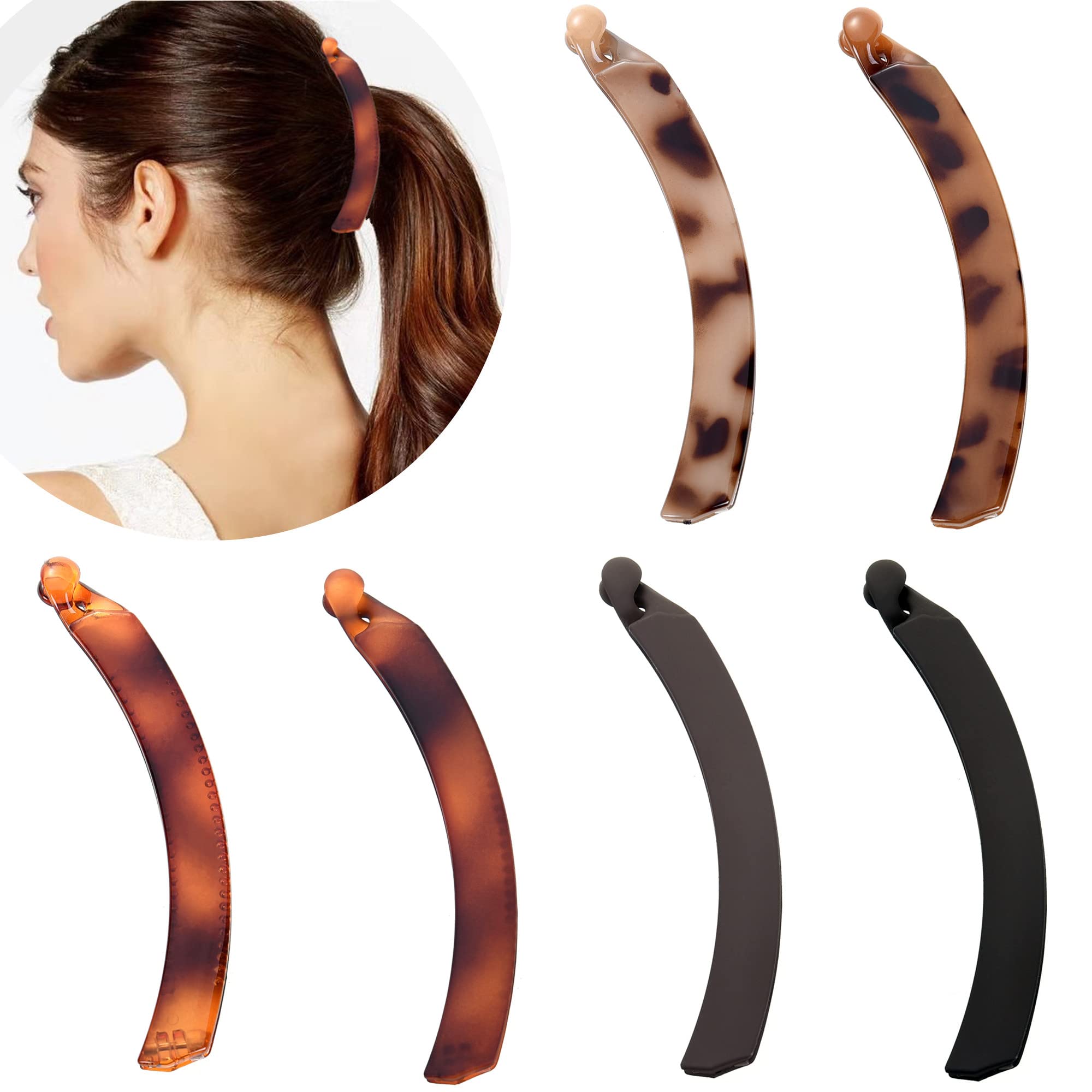 6 Pieces Large Banana Hair Clips for Women Ponytail Holder Banana Clips for Fine Thick Hair — image 1
