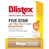 Blistex Five Star Lip Protection SPF 30 Lip Balm, 24 Hr Moisture, 0.15 oz | Broad Spectrum SPF 30 Sun Protection, unparalleled defense against dryness, sun, heat, cold &amp; wind