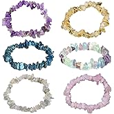 Natural Crystal Bracelets 6 Pack for Women Men, Healing Stone Energy Bracelet Set with Amethyst, Rose Quartz, Citrite, Fluorite, Labradorite, Blue Apatite for Protection, Luck, Love & Positive Energy