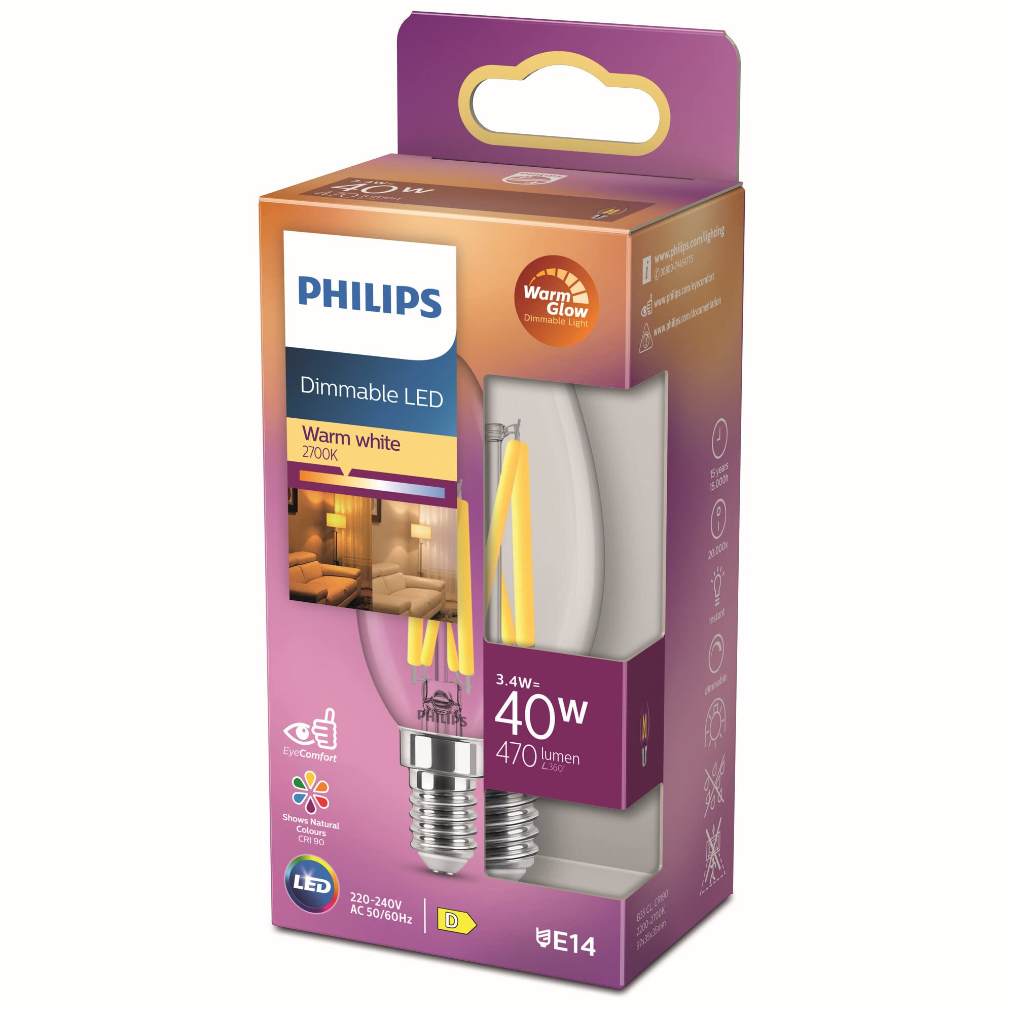 Philips Candle & Lustre (Dimmable)