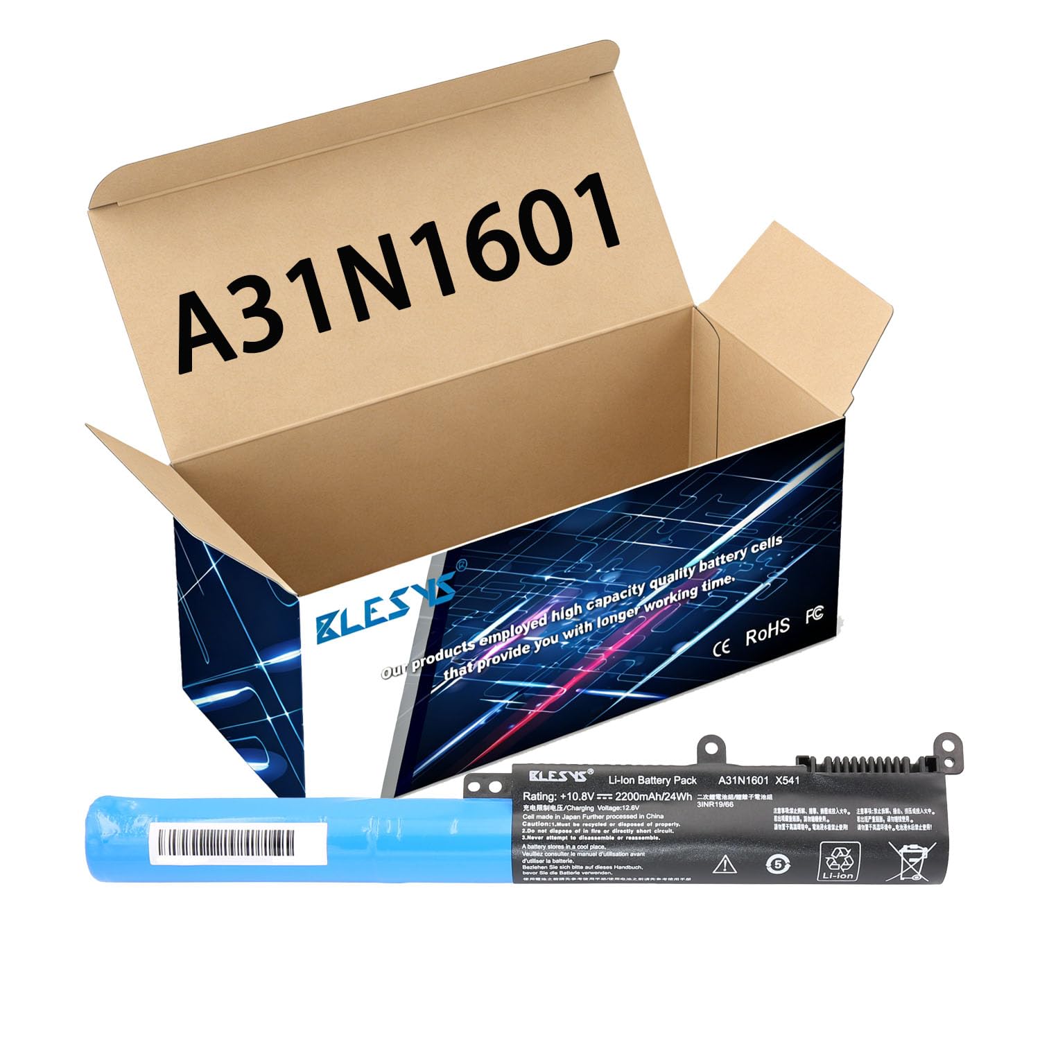 BLESYS A31N1601 Battery for ASUS VivoBook X541 X541S X541SA X541SC X541U X541UA X541UJ X541UV X541N X541NA X541NC A541U F541UA R541UV R541UA R541UJ Series Laptop A31LP4Q 0B110-00440000 10.8V 2200mAh