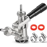 Keg Coupler for Sankey D System, Beer Keg Tap Kegerator Tap Coupler D Type | Fit ID1/4",3/16" Beer Line&amp; 5/16'' Gas Line 304 Stainless Steel Probe D Beer Keg Coupler Keg Tap Kit with Check Valve Washer