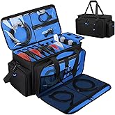 Wigojoy Large Dj Cable Bag with Laptop and Microphone Pocket, Dj Bag for Equipment and Music Accessories with Detachable Dividers, Bottom Pad, Dj Gig Bags for Musicians, Professional, Travel, Blue