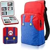 GLDRAM Theme for Mario Switch Travel Bag, Cute Carrying Bag for Nintendo Switch 2/NS/OLED/Lite, Breathable Switch Crossbody Shoulder Backpack Accessories Bundle with 12 Slots Game Case Holder & Thumb Caps