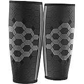 Sparthos Calf Compression Sleeves (Pair) – Leg Compression Socks for Men and Women – Shin Splint Calf Pain Relief Calf Medical Leg Pain and Cramps Recovery Varicose Veins (Black-L)