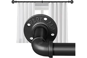 Curtain Rods for Windows 48 to 84, HeavyDuty 1 Inch Industrial Curtain Rod, Adjustable Drapery Pole,Wrap Around Blackout Curt