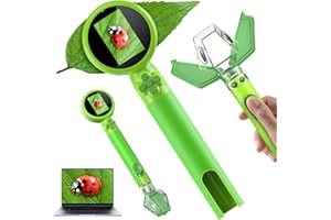 ORESOC 2 in 1 Kids Microscope with Bug Catcher,HD 500X Digital Microscope for Kids with 2" Screen,Photo and Video,STEM Educational Science Kit Learning Toys for Age 3-12 Girls & Boys Birthday Gifts (Green)