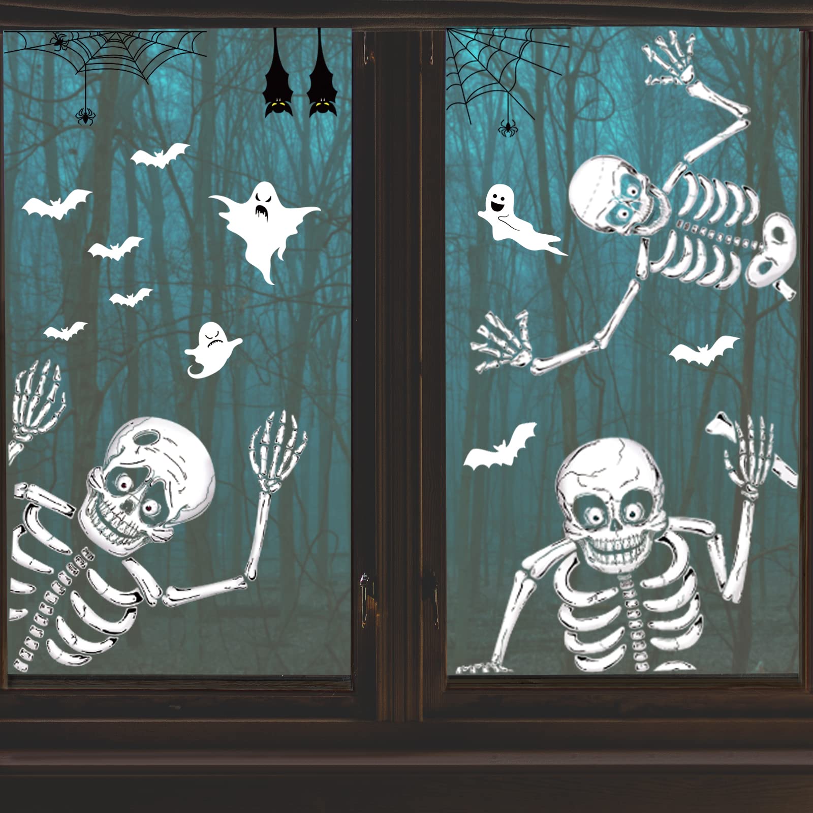 Photo 1 of 140PCS Halloween Window Clings Decor for Halloween Decorations, Double Side Window Stickers Removable Glass Decals for Party Decorations Indoor